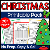 Christmas Math Literacy Activities, Worksheets, Morning Wo