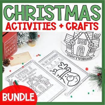 Preview of Christmas Activities & Crafts for Preschoolers December Worksheet *BUNDLE