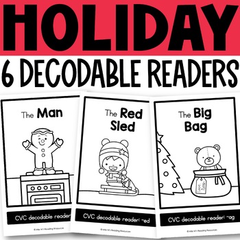 Preview of Christmas Activities Decodable Readers Kindergarten CVC Words Science of Reading