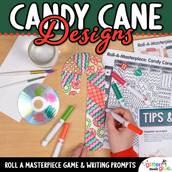 Preview of Christmas Activities: Design a Candy Cane Art Project, Sub Plans, Writing Prompt