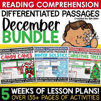 Preview of Christmas December Close Reading Comprehension Passages Activities BUNDLE