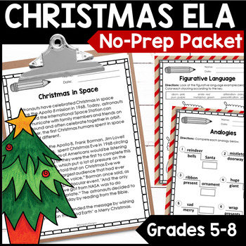 Preview of Christmas Activities ELA and Reading | Middle School Christmas Printables