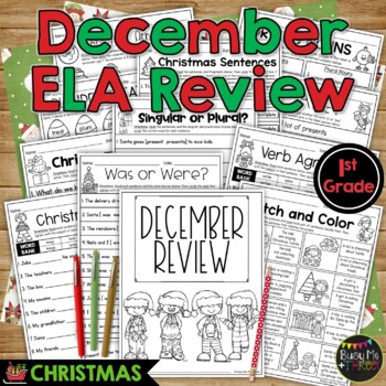 Preview of Christmas Activities ELAR REVIEW for 1st Grade No Prep Printables December