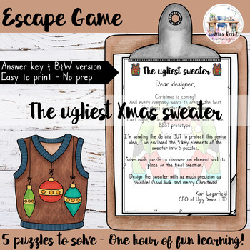 Preview of Christmas Activities Escape Room EFL/ESL - Level 5