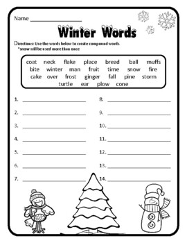 Preview of Christmas Compound Words Christmas Grammar Christmas Grammar Worksheets Activity