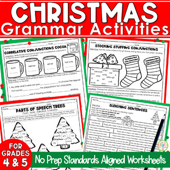 Preview of Christmas Activities Grammar Practice Worksheets | December