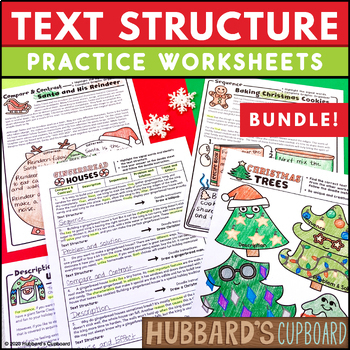 Preview of Christmas Activities  - Identify Text Structure Worksheets w/ Graphic Organizers