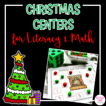 Preview of Literacy and Math Christmas Centers for Kindergarten