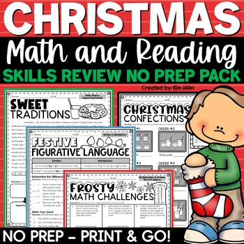 Preview of Christmas Math Worksheets Christmas Reading Comprehension Passages Activities