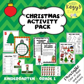 Christmas Activities - Math and Language, Kindergarten, Grade 1 | TpT