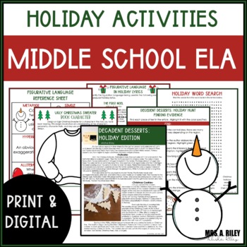 Preview of Christmas Activities Middle School ELA | Digital