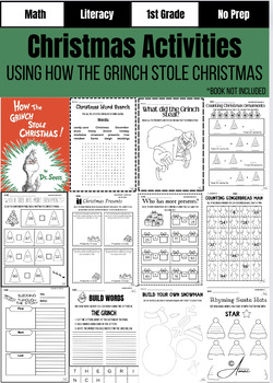 Preview of Christmas Activities | No Prep Worksheets | ELAR & MATH | Substitute