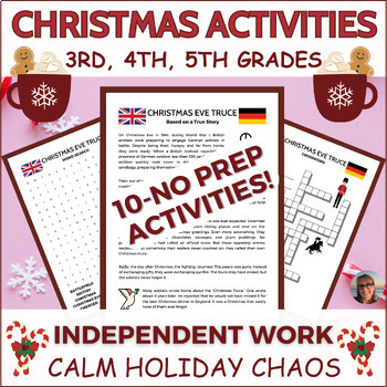 Preview of Christmas Activities Puzzles 3rd 4th 5th Grades Sub Plans Independent Work