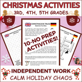 Christmas Activities Puzzles 3rd 4th 5th Grades Sub Plans 