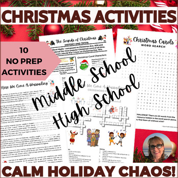 Preview of Christmas Activities Puzzles Middle and High School Sub Plans Independent Work