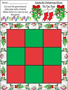 Christmas Elf Tic-Tac-Toe Game, Elf Printable, Instant Download