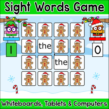 Preview of Gingerbread Man Sight Words Memory - A Fun Christmas Game December Activity