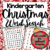 Christmas Activities for Kindergarten: Word Search (Two Le
