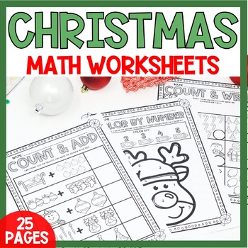 Preview of Christmas Activities for Preschool Kindergarten Math Worksheets Printable Pre-k