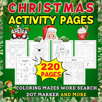 Christmas Activity Book | Coloring Mazes Word Search Sudoku Dot Marker ...