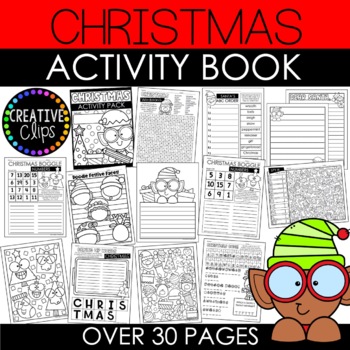 Preview of Christmas Activity Book and Coloring Pages {Made by Creative Clips Clipart}