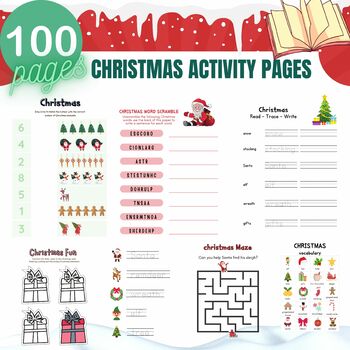 Preview of Christmas Activity Book and Coloring , Worksheets tracing Activities & more