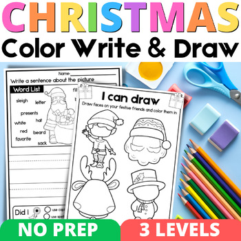 Preview of Christmas Activity Book with Coloring Pages Picture Writing Prompts & Drawing