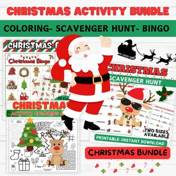 Preview of Christmas Activity Bundle - Christmas Bingo - Scavenger Hunt Printable