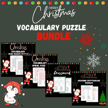 Preview of Christmas Vocabulary Puzzle Worksheets Bundle +Free Bonus