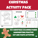 Christmas Activity Pack | 100 COLORING PAGES | Handwriting