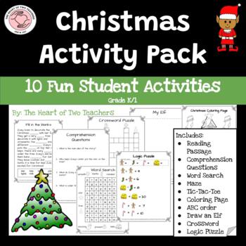 Christmas Activity Pack K/1 by The Heart of Two Teachers | TPT