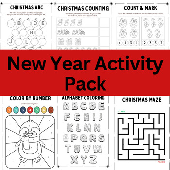 Preview of Coloring Page New Year 2024 Activities And Winter Math