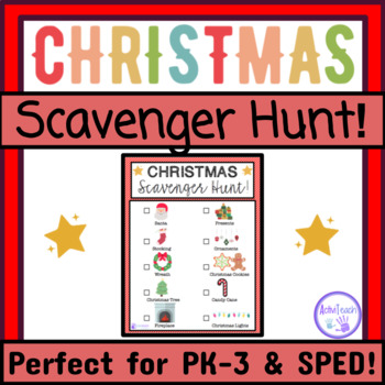 Preview of Christmas Activity Scavenger Hunt Preschool Elementary Special Ed Winter Party