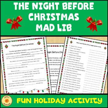 Preview of Christmas Activity The Night Before Christmas Mad Lib