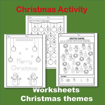 Christmas Activity and worksheet for kindergarten by Primary Smart Club