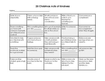 Christmas Acts of Kindness for the Elementary by Chalk Dust and Dreams