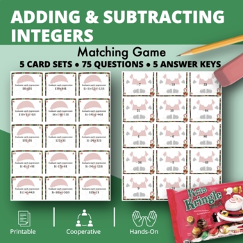 Preview of Christmas: Adding & Subtracting Positive & Negative Integers Matching Game