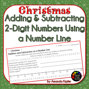 Preview of Christmas Adding and Subtracting 2-Digit Numbers on a Number Line