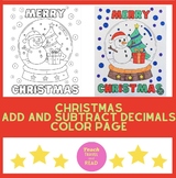 Christmas Adding and Subtracting Decimals Color Page