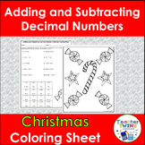 Christmas Adding and Subtracting Decimals Math Coloring Sheet