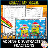 Christmas Adding and Subtracting Fractions Math Color by P