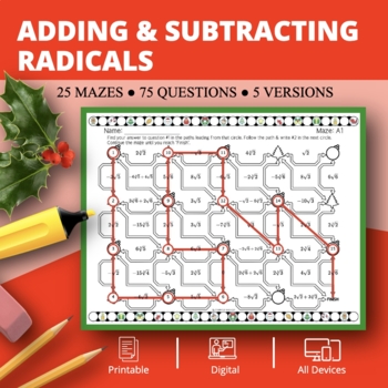 Preview of Christmas: Adding and Subtracting Radical Expressions Maze Activity