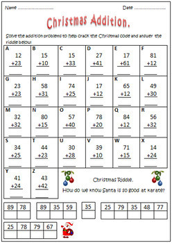Christmas Math Worksheet: Addition by 123 Math | TPT