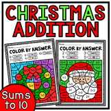 Christmas Addition Color by Number Math Worksheets Colorin