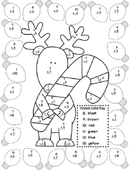 Christmas Addition Color by Number by Jodi Waltman | TpT