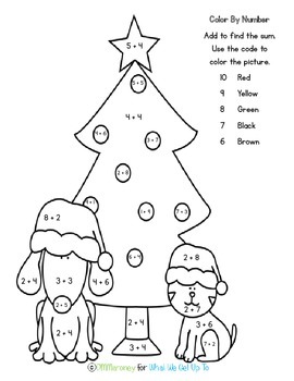 Christmas Addition Color by Sums Freebie by What We Get Up To | TpT