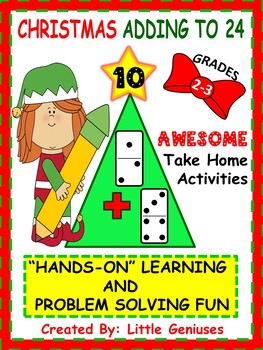 Preview of Christmas Adding to 24~ Two Fun Domino Math Games