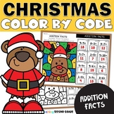 Christmas Addition Facts Color by Number Worksheets - Busy