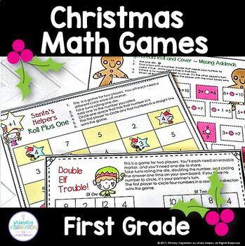 Christmas Addition, Subtraction, Place Value - 1st Grade Math Center Games