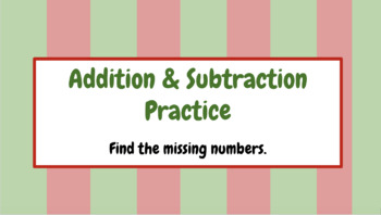 Preview of Christmas Addition/Subtraction Practice 